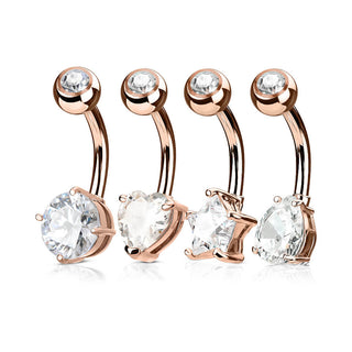 Piercing Ombelico zirconia, 4 pezzi