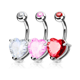 Piercing Ombelico Argento e cuore di zirconi, 3 pezzi