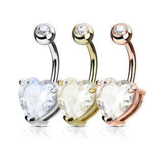 Piercing Ombelico Cuore di zircone, 3 pezzi