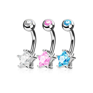 Piercing Ombelico Stella di zircone, 3 pezzi