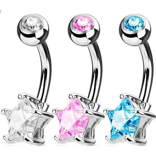 Piercing Ombelico Stella di zircone, 3 pezzi