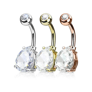 Piercing Ombelico Goccia di zircone, 3 pezzi