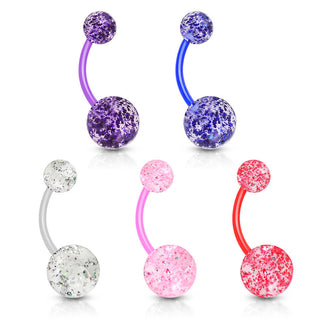Piercing Ombelico Sfera ultrabrillante in acrilico, 5 pezzi