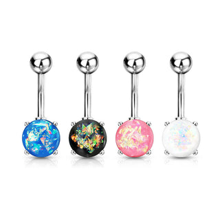 Piercing Ombelico Argento e opale, 4 pezzi