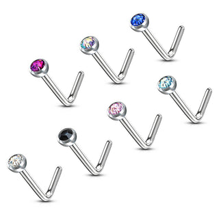 Nasale a L Argento e zircone tondo, 7 pezzi