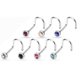 Screw Nasale Argento e zircone tondo, 7 pezzi
