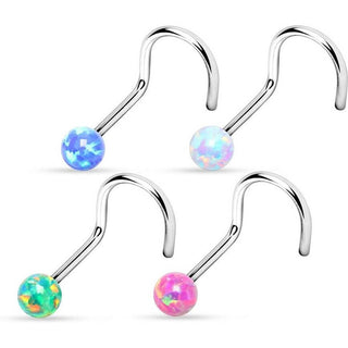 Screw Nasale Argento con sfera in opale, 4 pezzi