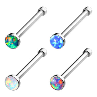 Stud Nasale Argento con opale tondo, 4 pezzi