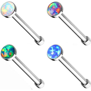 Stud Nasale Argento con opale tondo, 4 pezzi