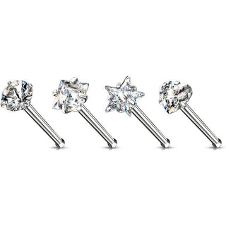 Stud Nasale Argento e zirconi, 4 pezzi