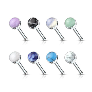 Stud Nasale Pietre semipreziose tonde, 8 pezzi