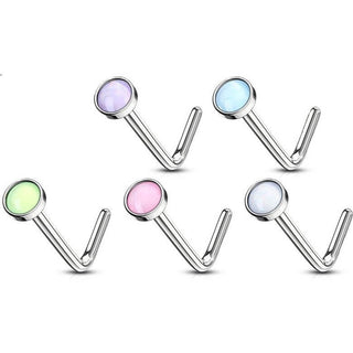 Nasale a L Argento e pietra sintetica brillante, 5 pezzi