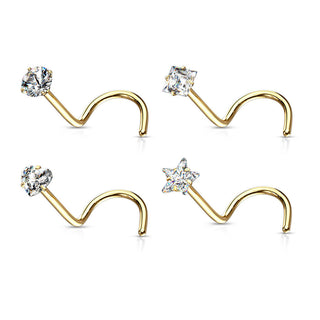 Screw Nasale Argento e zirconi, 4 pezzi