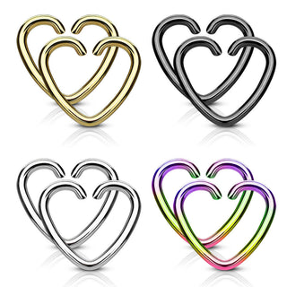 Anello Piercing  Cuore Pieghevole, 4 pezzi