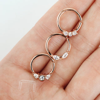 Piercing Septum  Retainers/Anelli in oro e zirconi Pieghevole, 3 pezzi