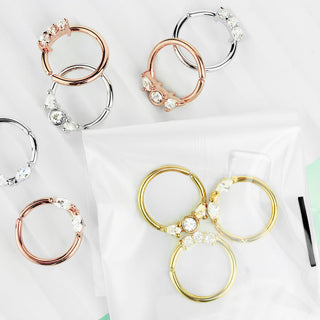 Piercing Septum  Retainers/Anelli in oro e zirconi Pieghevole, 3 pezzi