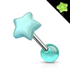 Tongue Barbell Star Glow in the Dark