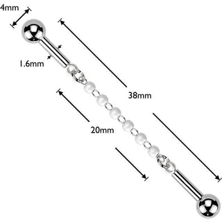 Industrial Barbell centered 6 pearl connector chain