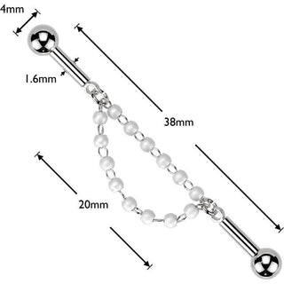 Industrial Barbell centered double chain with pearls