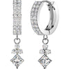 Earring Trinity and Square Cubic Zirconia Dangle 1 Pair
