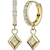 Earring Square Dangle with Center Cubic Zirconia 1 Pair