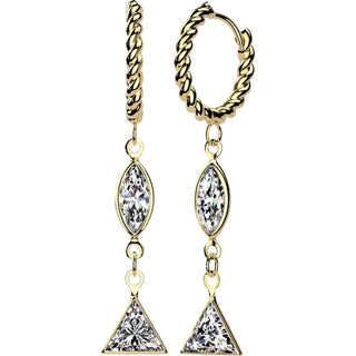 Earring Marquise and Triangle Cubic Zirconia Dangle 1 Pair