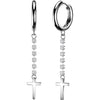 Earring Cross Dangle with Cubic Zirconia Chain 1 Pair