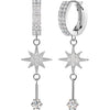 Earring Starburst and Round Cubic Zirconia Dangle 1 Pair