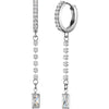 Earring Rectangular Dangle with Cubic Zirconia Chain 1 Pair