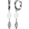 Earring Leaf and Marquise Cubic Zirconia Dangle 1 Pair
