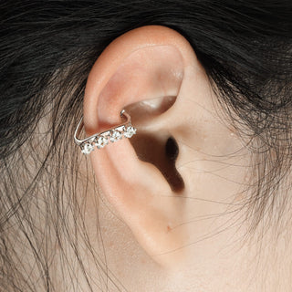 Earcuff Ear cuff triangolo d´argento 4 Zirconi Pieghevole