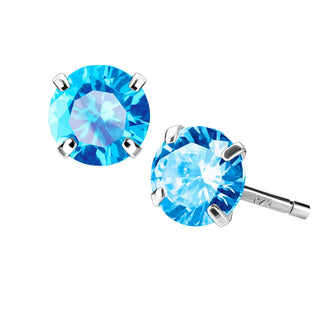 Silver 925 Stud Earring Sterling Silver Martini Round Clear Cubic Zirconia Stud Earring 1 Pair