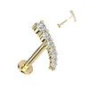 Oro 14 kt Labret Barra curva di zirconi  Push-In