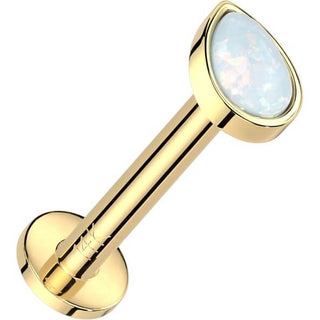 Oro 14 kt Labret Goccia Opale Push-In