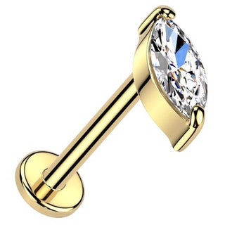 Oro 14 kt Labret Zirconi taglio marquise Push-In