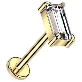 Oro 14 kt Labret Zirconi taglio baguette Push-In