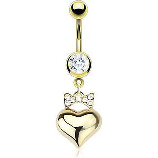 Piercing Ombelico Cuore pendente oro con Zirconi