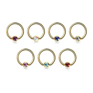 Ring Zirconia Gold Captive Bead
