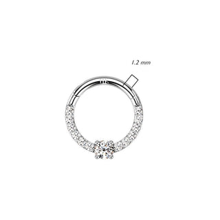 Oro 14 kt Anello Piercing Zircone quadrato Clicker