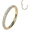 Oro 14 kt Anello Piercing Zirconi Segment