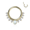 Oro 14 kt Anello Piercing Zircone/Opale  Clicker