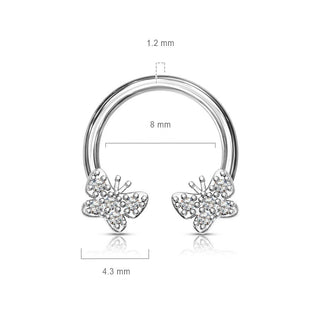 Horseshoe Butterflies Zirconia Silver
