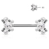 Piercing Capezzolo Farfalle in zirconi e argento Push-In