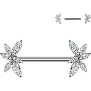 Nipple Piercing vine zirconia marquise cut Push-In