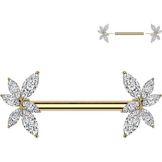 Nipple Piercing vine zirconia marquise cut Push-In