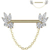 Nipple Piercing zirconias chain dangle Push-In