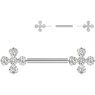 Nipple Piercing cubic zirconia celtic 4 leaf clover Push-In