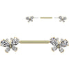 Nipple Piercing pave cubic zirconia butterfly Push-In