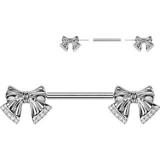 Nipple Piercing pave cubic zirconia tip ribbon Push-In
