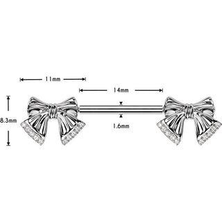 Nipple Piercing pave cubic zirconia tip ribbon Push-In